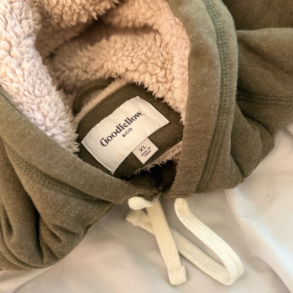 Goodfellow & Co Olive Hoodie with Sherpa Lining - Picture 5 of 6